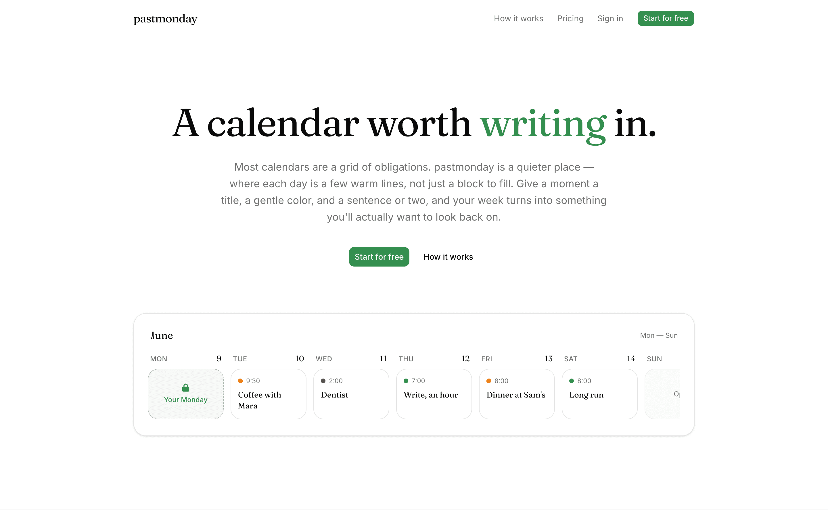pastmonday.com landing hero